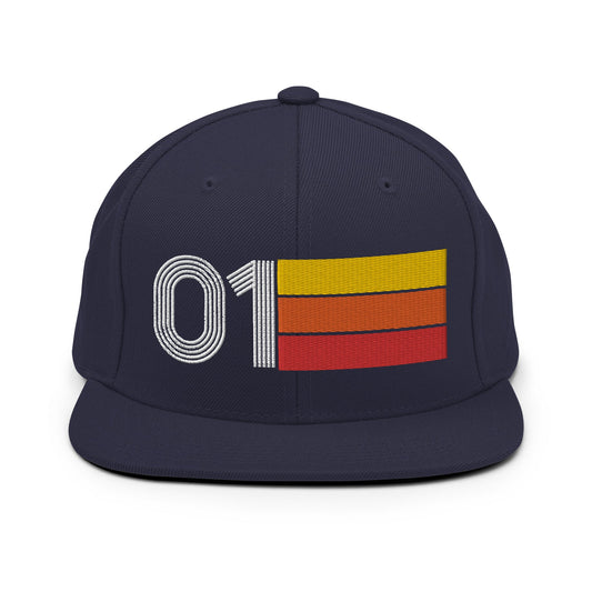 01 - Number One Retro Tri-Line Snapback Hat - Styleuniversal