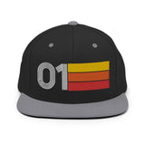 01 - Number One Retro Tri-Line Snapback Hat - Styleuniversal