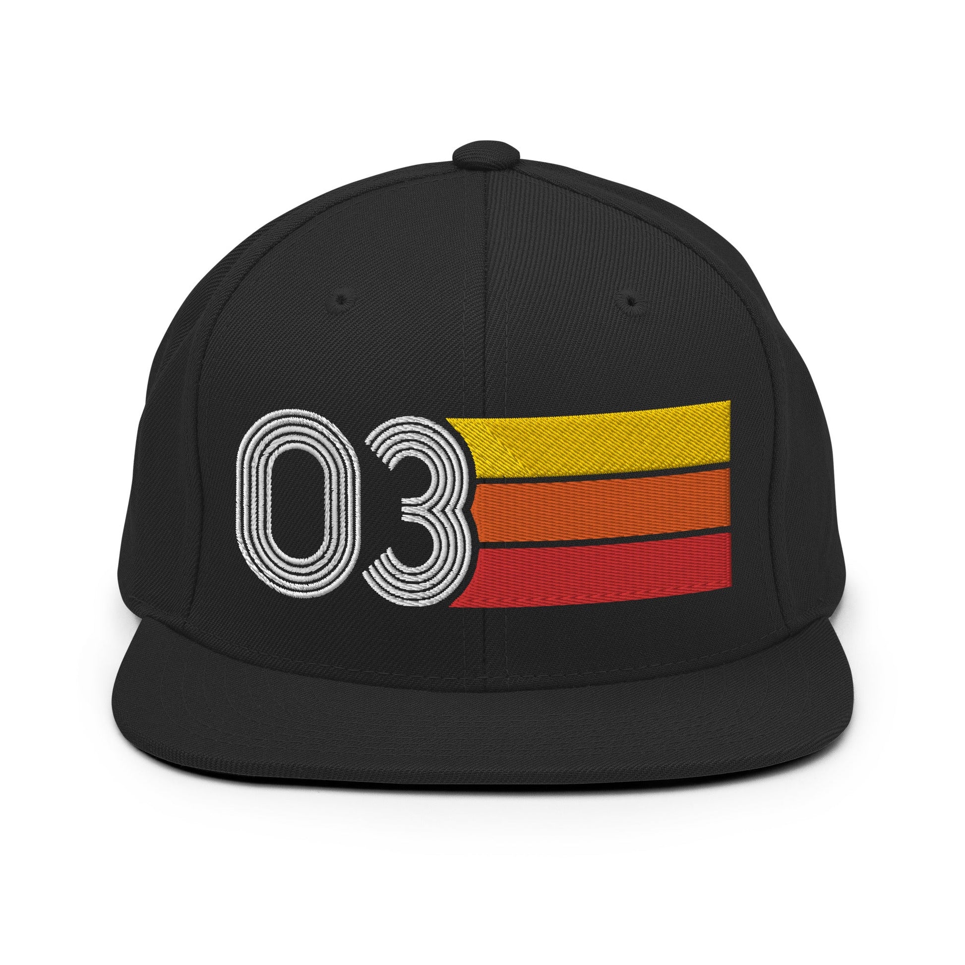 03 - Number Three Retro Tri-Line Snapback Hat - Styleuniversal