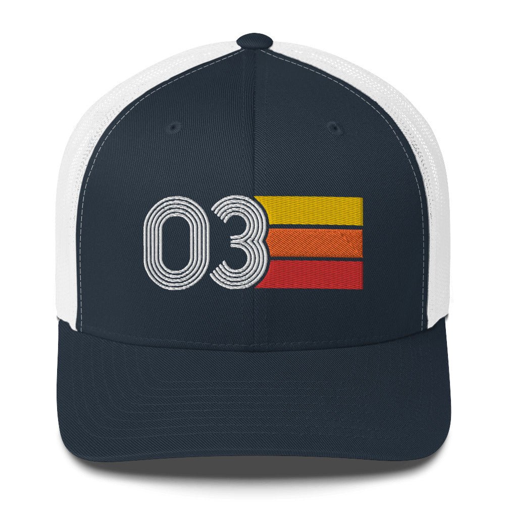 03 Number Vintage 2003 Decoration Birthday Hat Retro Trucker Cap - Styleuniversal