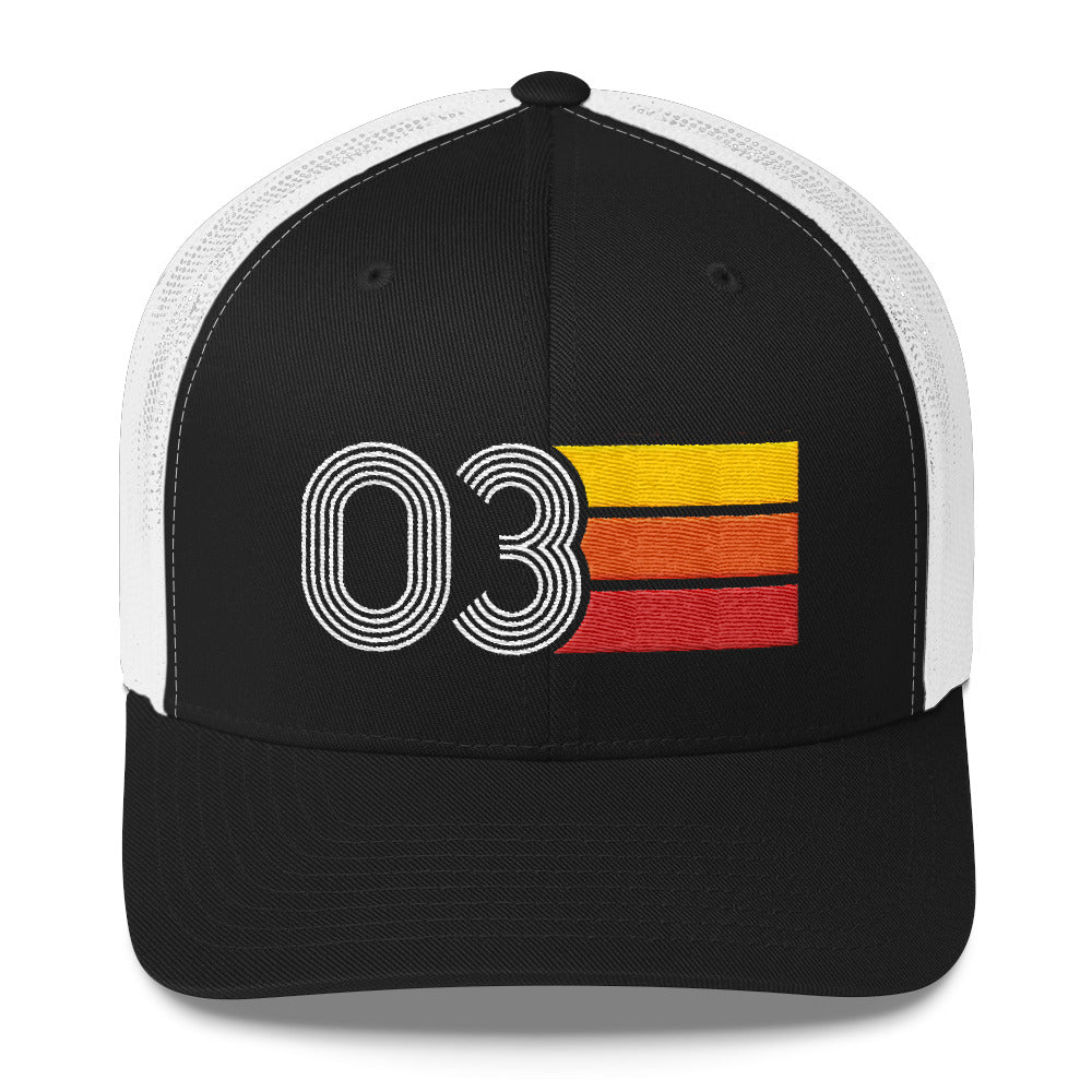 03 Number Vintage 2003 Decoration Birthday Hat Retro Trucker Cap - Styleuniversal
