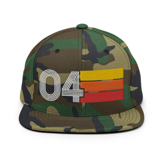 04 - Number Four Retro Tri-Line Snapback Hat - Styleuniversal
