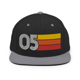 05 - Number Five Retro Tri-Line Snapback Hat - Styleuniversal