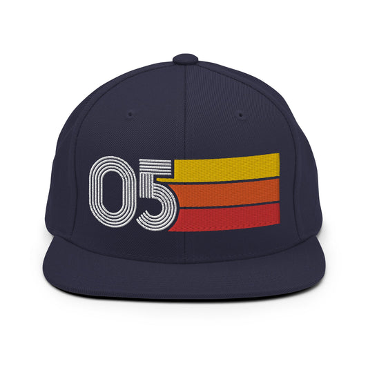 05 - Number Five Retro Tri-Line Snapback Hat - Styleuniversal