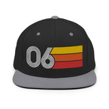 06 - Number Six Retro Tri-Line Snapback Hat - Styleuniversal