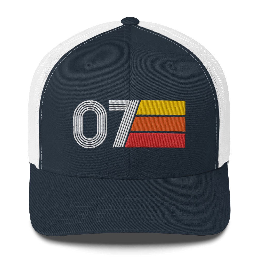 07 2007 Number 7 Retro Trucker Hat Birthday Gift Cap Decoration Party Idea for Women Men - Styleuniversal