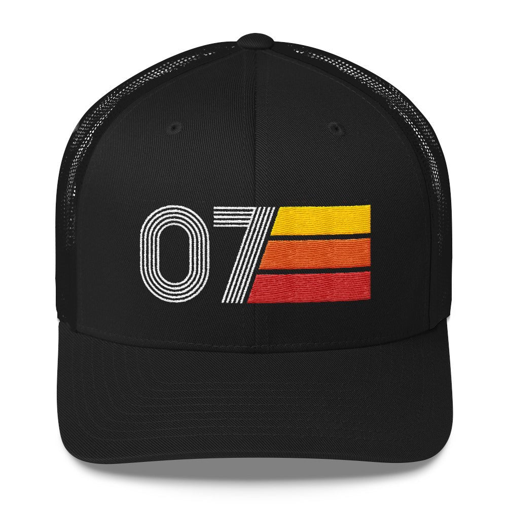 07 2007 Number 7 Retro Trucker Hat Birthday Gift Cap Decoration Party Idea for Women Men - Styleuniversal
