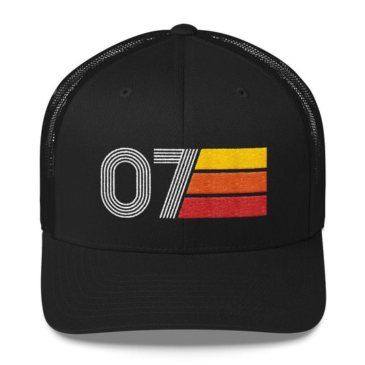 07 2007 Number 7 Retro Trucker Hat Birthday Gift Cap Decoration Party Idea for Women Men - Styleuniversal