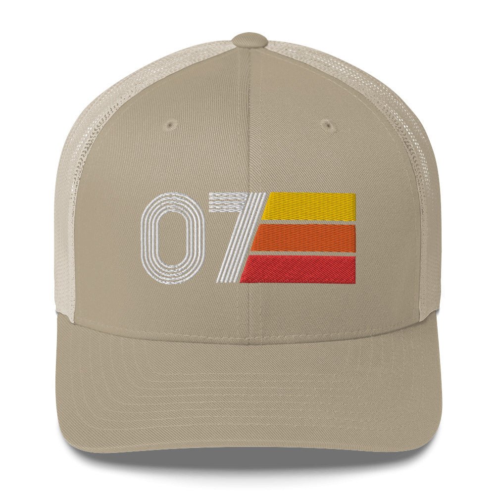 07 2007 Number 7 Retro Trucker Hat Birthday Gift Cap Decoration Party Idea for Women Men - Styleuniversal