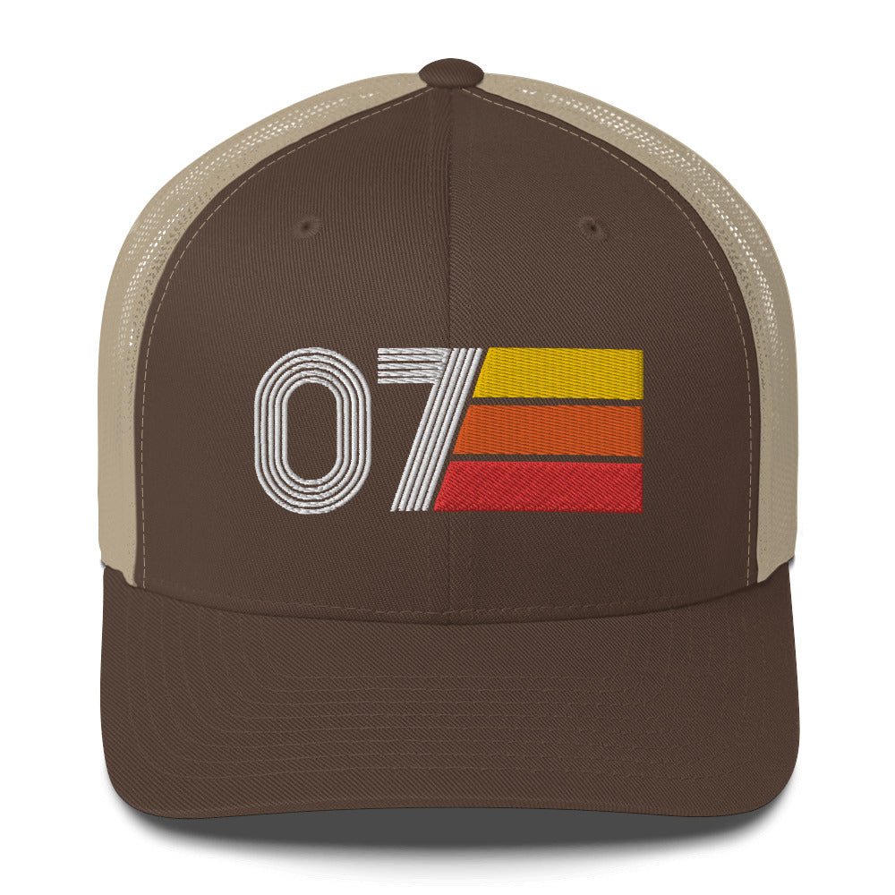 07 2007 Number 7 Retro Trucker Hat Birthday Gift Cap Decoration Party Idea for Women Men - Styleuniversal