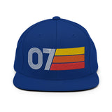 07 - Number Seven Retro Tri-Line Snapback Hat - Styleuniversal