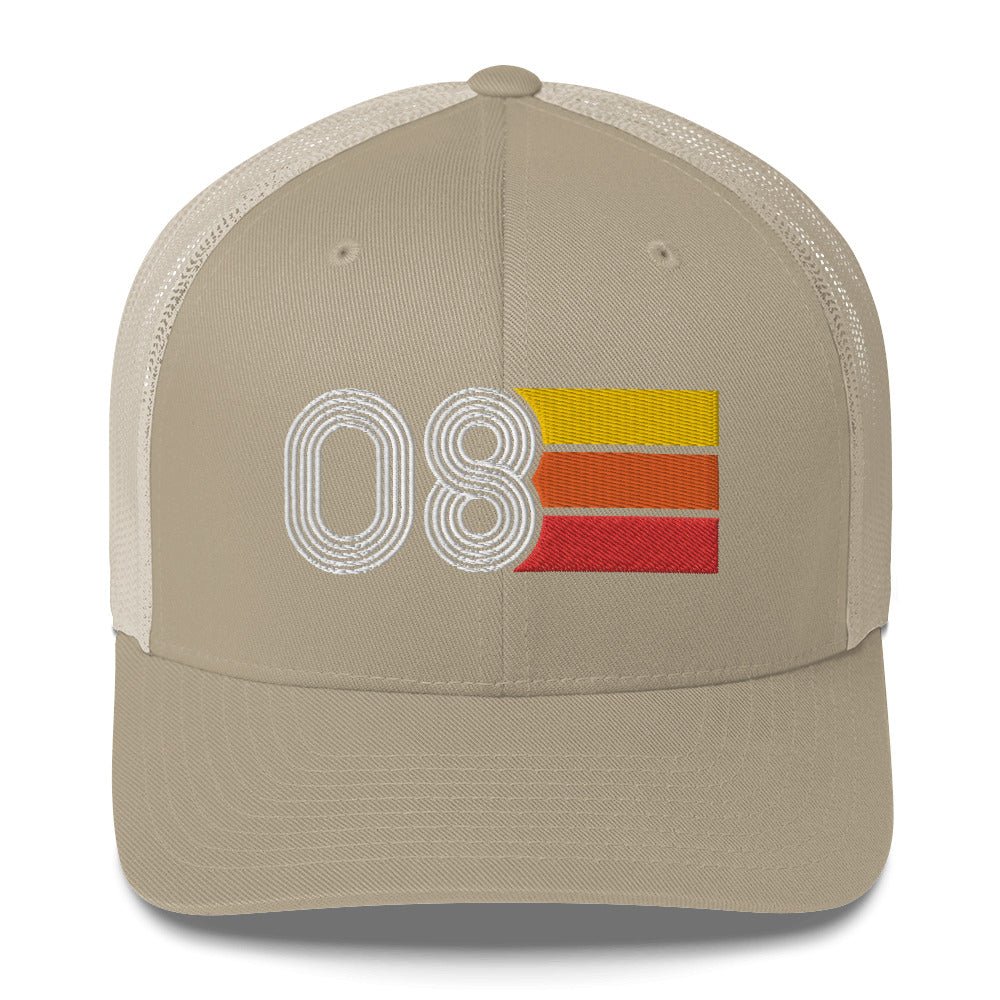 08 2008 Number Eight Retro Trucker Hat Birthday Gift Cap Decoration Party Idea for Women Men - Styleuniversal