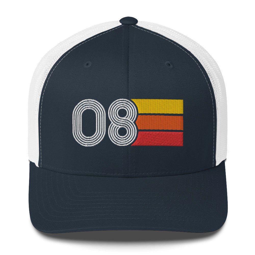 08 2008 Number Eight Retro Trucker Hat Birthday Gift Cap Decoration Party Idea for Women Men - Styleuniversal