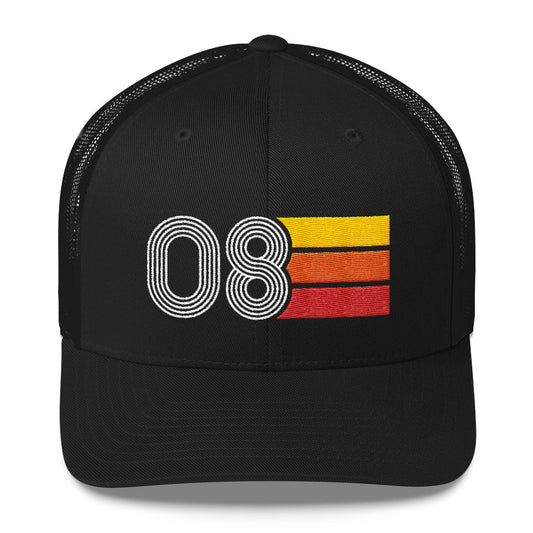08 2008 Number Eight Retro Trucker Hat Birthday Gift Cap Decoration Party Idea for Women Men - Styleuniversal