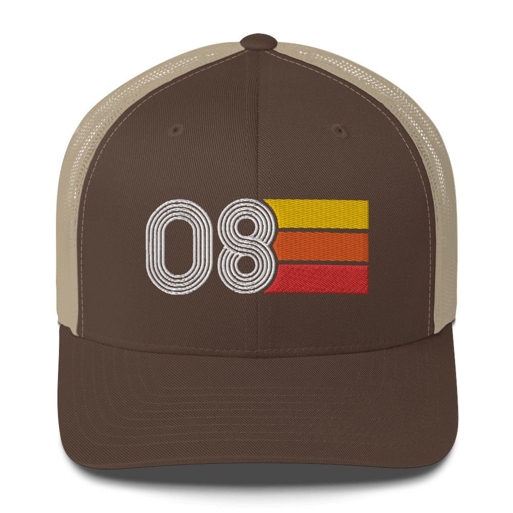 08 2008 Number Eight Retro Trucker Hat Birthday Gift Cap Decoration Party Idea for Women Men - Styleuniversal