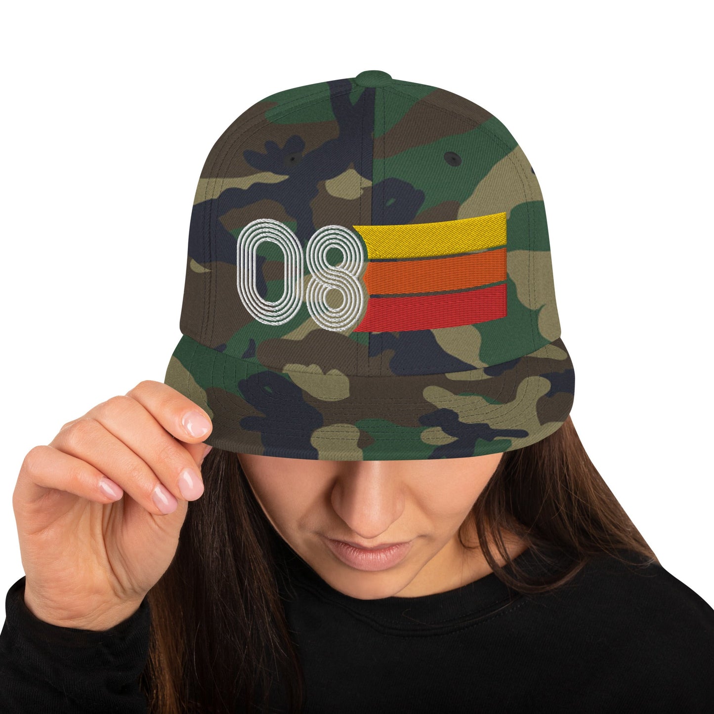 08 - Number Eight Retro Tri-Line Snapback Hat - Styleuniversal
