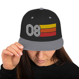 08 - Number Eight Retro Tri-Line Snapback Hat - Styleuniversal