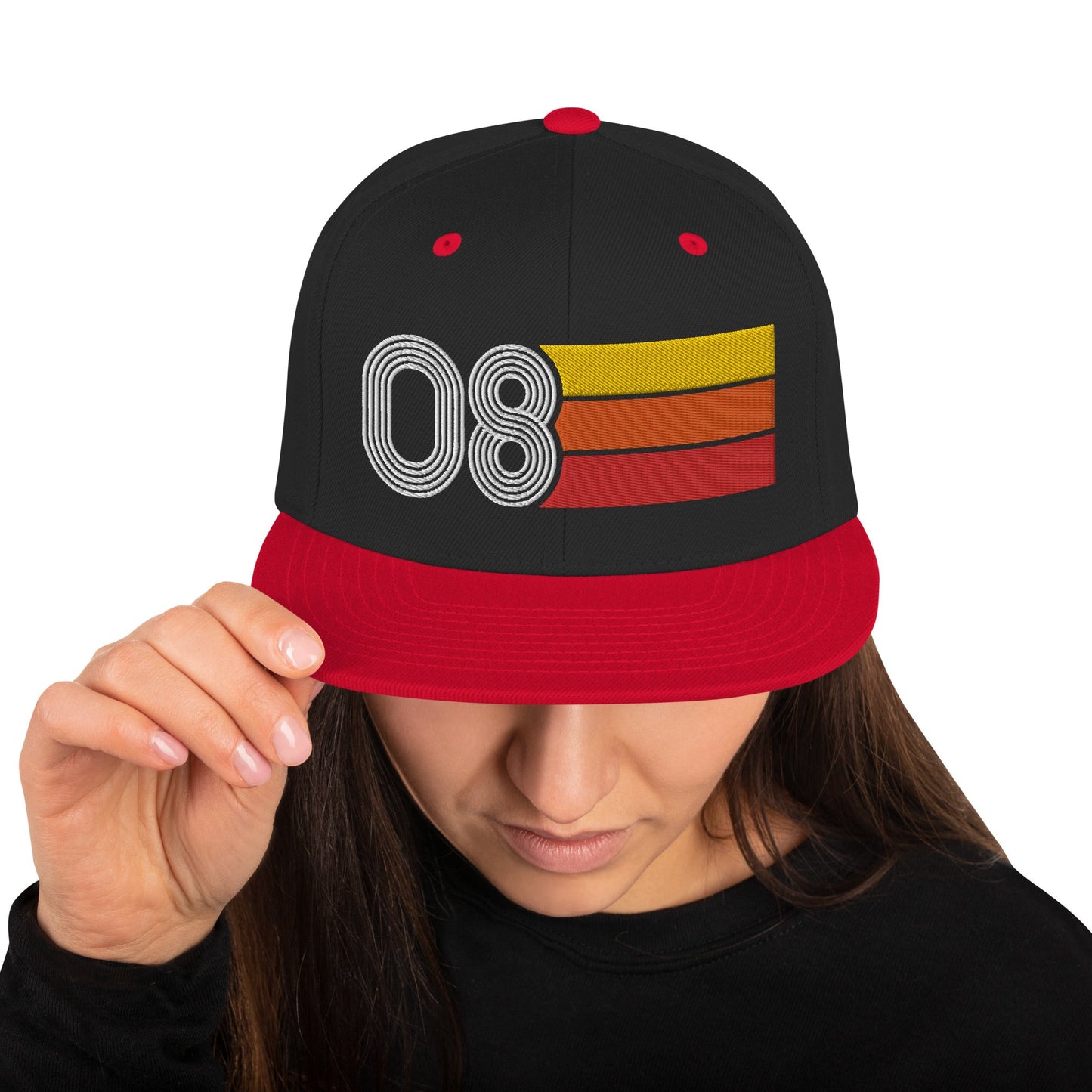 08 - Number Eight Retro Tri-Line Snapback Hat - Styleuniversal