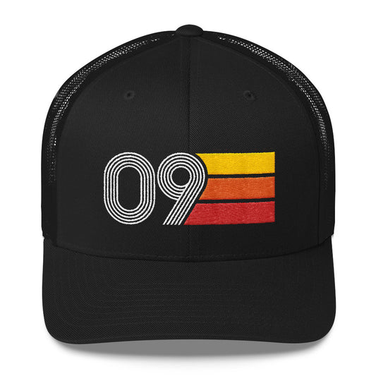 09 2009 Number 9 Retro Trucker Hat Birthday Gift Cap Decoration Party Idea for Women Men - Styleuniversal