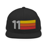 11 - Number Eleven Retro Tri-Line Snapback Hat - Styleuniversal