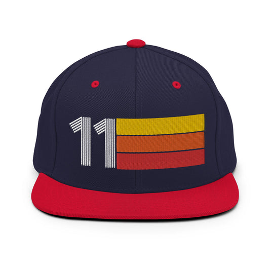 11 - Number Eleven Retro Tri-Line Snapback Hat - Styleuniversal