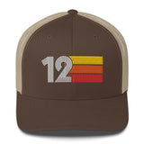 12 NUMBER TWELVE 2012 RETRO BIRTHDAY GIFT MENS WOMENS TRUCKER HAT - Styleuniversal