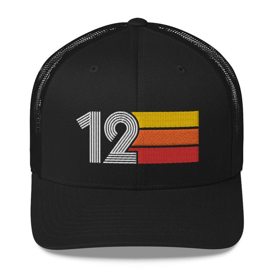 12 NUMBER TWELVE 2012 RETRO BIRTHDAY GIFT MENS WOMENS TRUCKER HAT - Styleuniversal