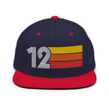 12 - Number Twelve Retro Tri-Line Snapback Hat - Styleuniversal