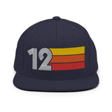12 - Number Twelve Retro Tri-Line Snapback Hat - Styleuniversal