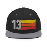 13 - Number Thirteen Retro Tri-Line Snapback Hat - Styleuniversal