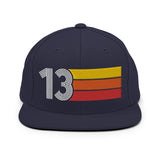 13 - Number Thirteen Retro Tri-Line Snapback Hat - Styleuniversal