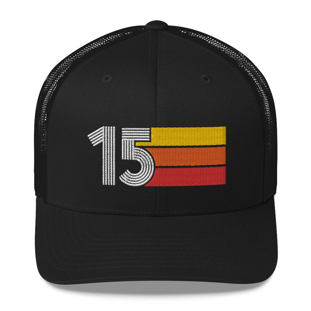 15 NUMBER FIFTEEN 2015 RETRO BIRTHDAY GIFT MENS WOMENS TRUCKER HAT - Styleuniversal