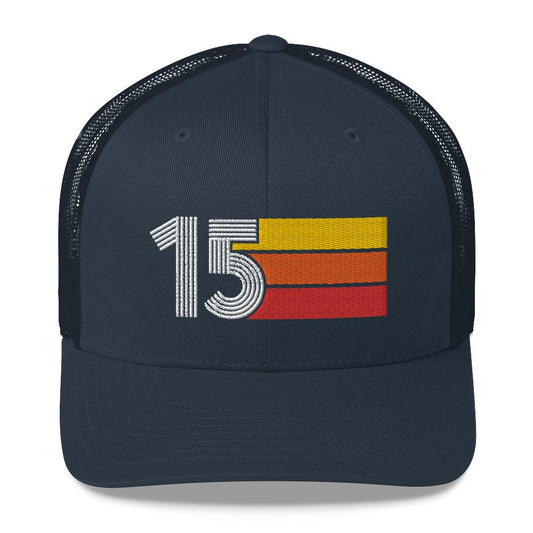 15 NUMBER FIFTEEN 2015 RETRO BIRTHDAY GIFT MENS WOMENS TRUCKER HAT - Styleuniversal
