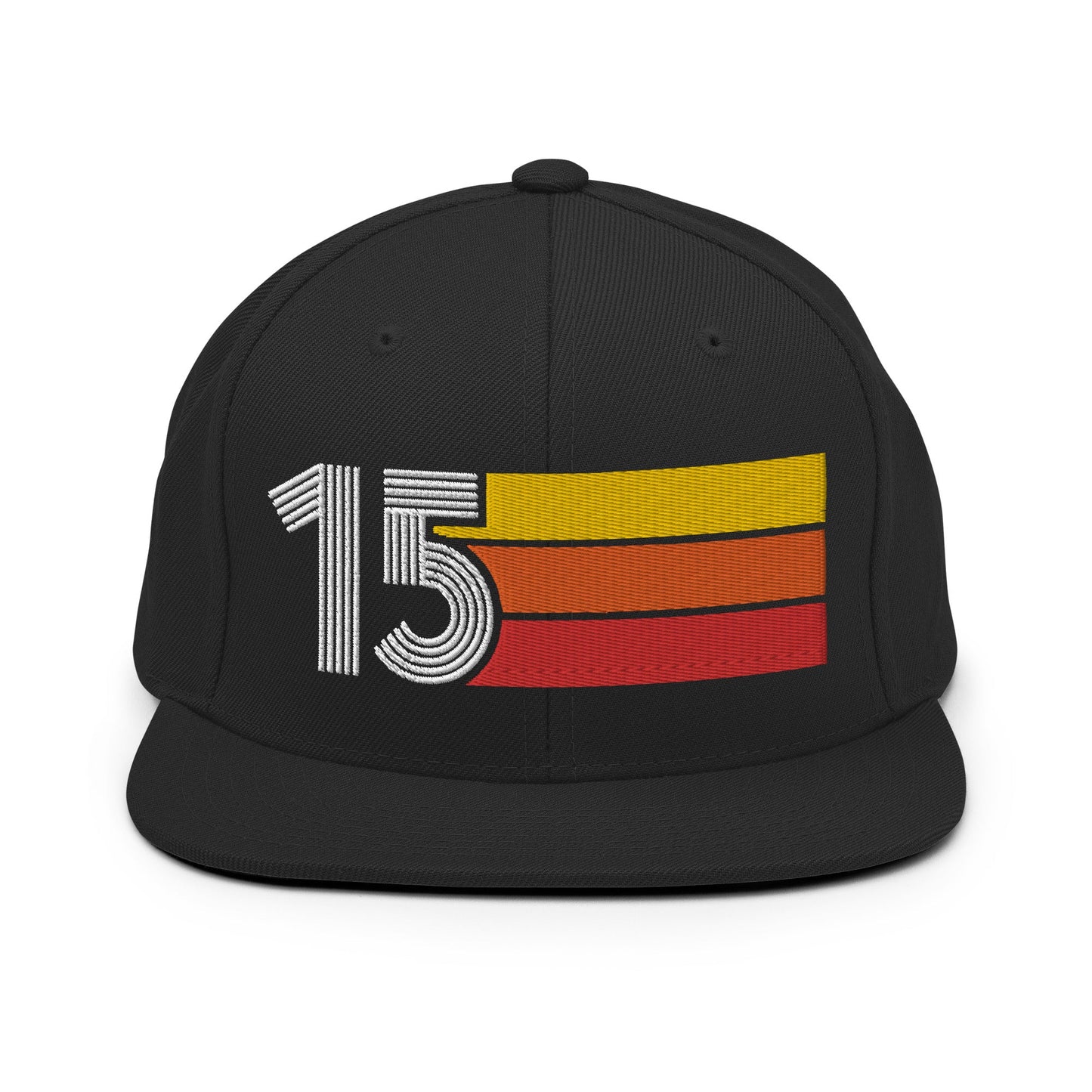 15 - Number Fifteen Retro Tri-Line Snapback Hat - Styleuniversal