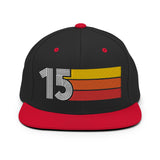 15 - Number Fifteen Retro Tri-Line Snapback Hat - Styleuniversal