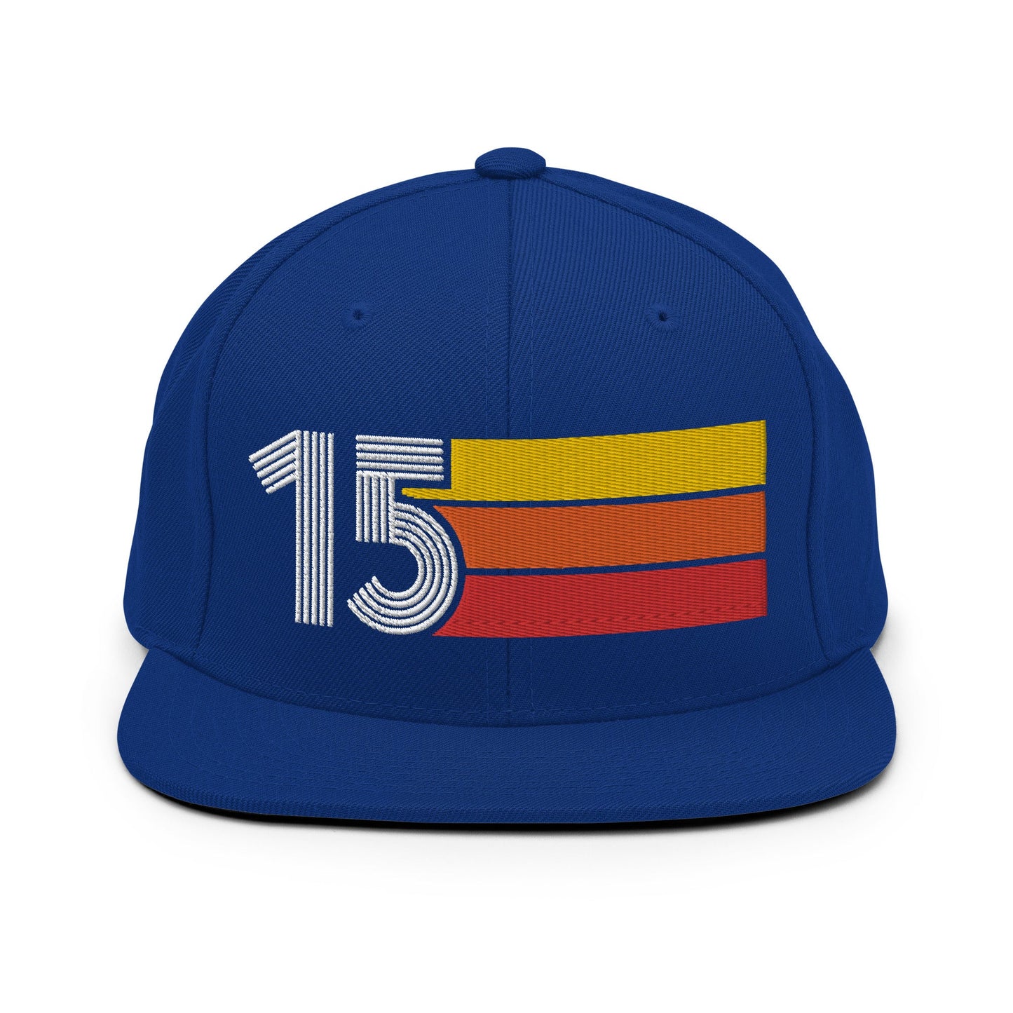 15 - Number Fifteen Retro Tri-Line Snapback Hat - Styleuniversal