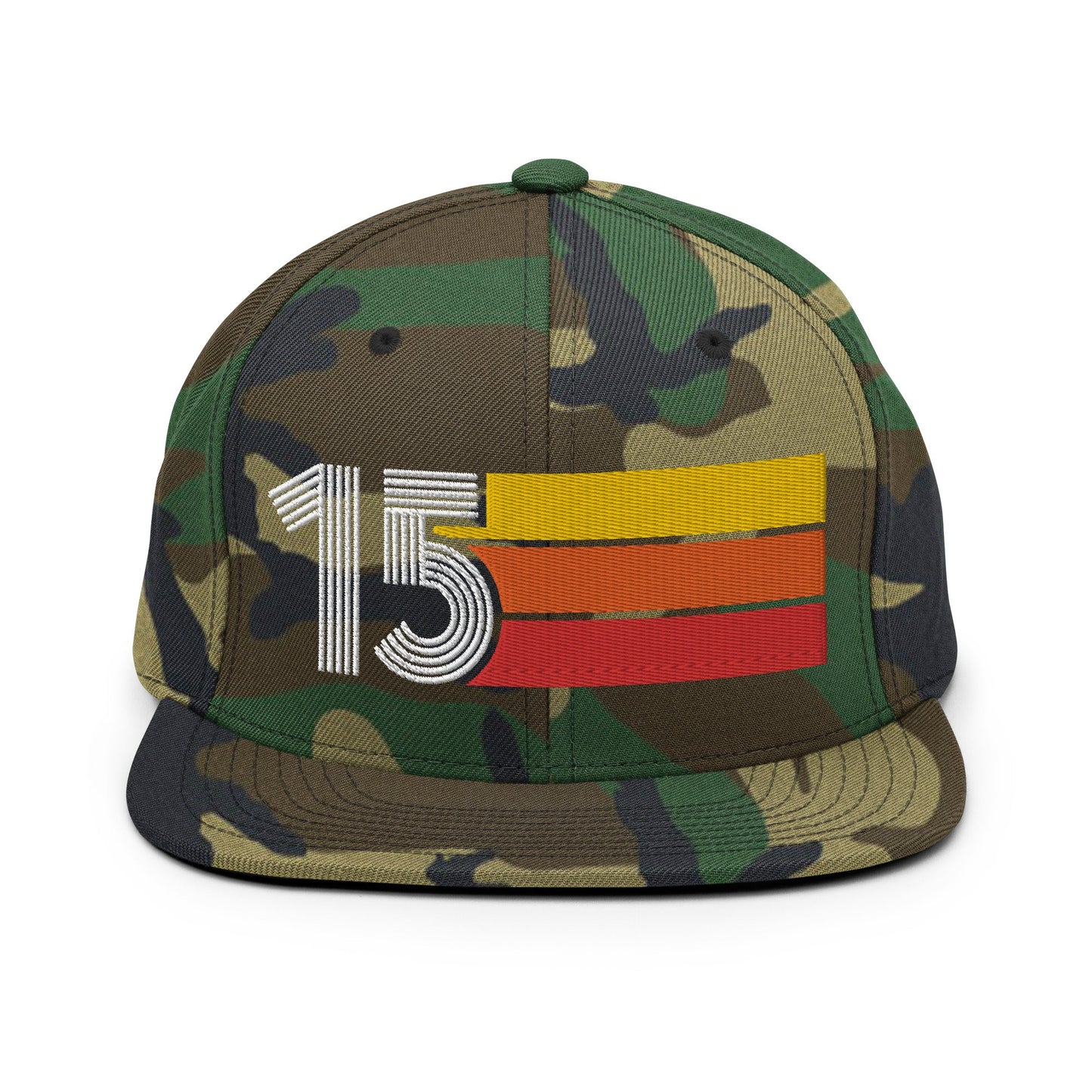 15 - Number Fifteen Retro Tri-Line Snapback Hat - Styleuniversal