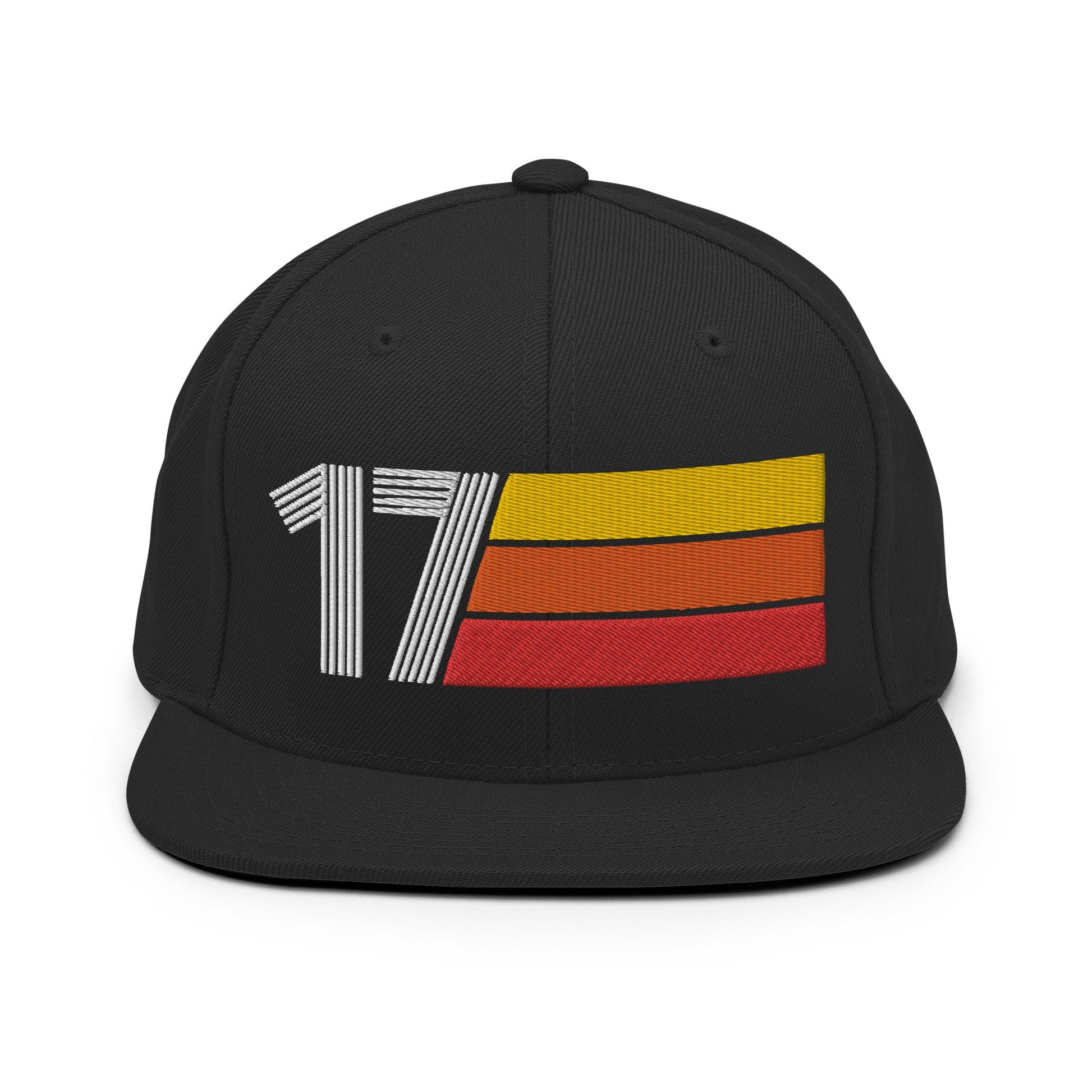 17 - Number Seventeen Retro Tri-Line Snapback Hat - Styleuniversal