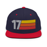 17 - Number Seventeen Retro Tri-Line Snapback Hat - Styleuniversal