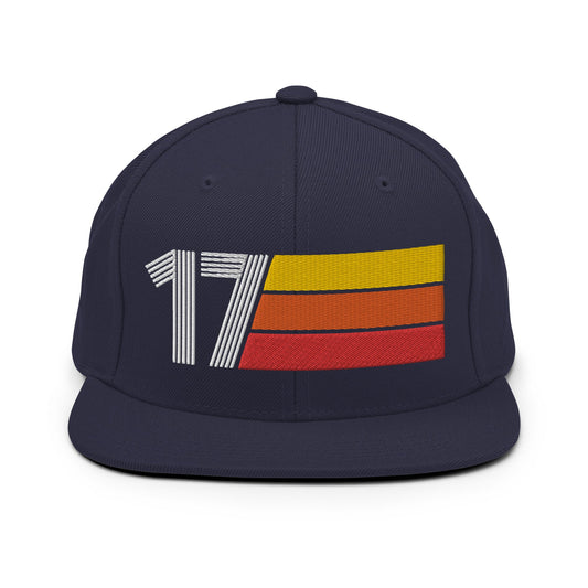 17 - Number Seventeen Retro Tri-Line Snapback Hat - Styleuniversal