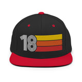 18 - Number Eighteen Retro Tri-Line Snapback Hat - Styleuniversal
