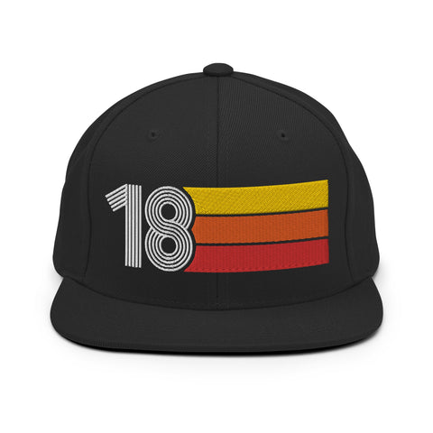 18 - Number Eighteen Retro Tri-Line Snapback Hat - Styleuniversal