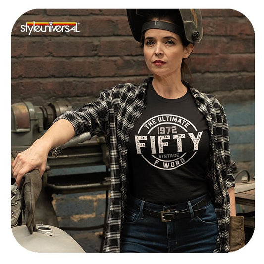 1972 - 50th Birthday - Fifty The Ultimate F Word Short-Sleeve Unisex T-Shirt - Styleuniversal