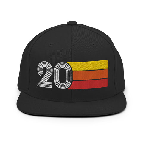 20 - Number 20 Retro Tri-Line Snapback Hat - Styleuniversal
