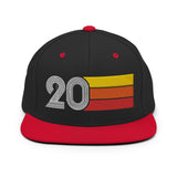 20 - Number 20 Retro Tri-Line Snapback Hat - Styleuniversal