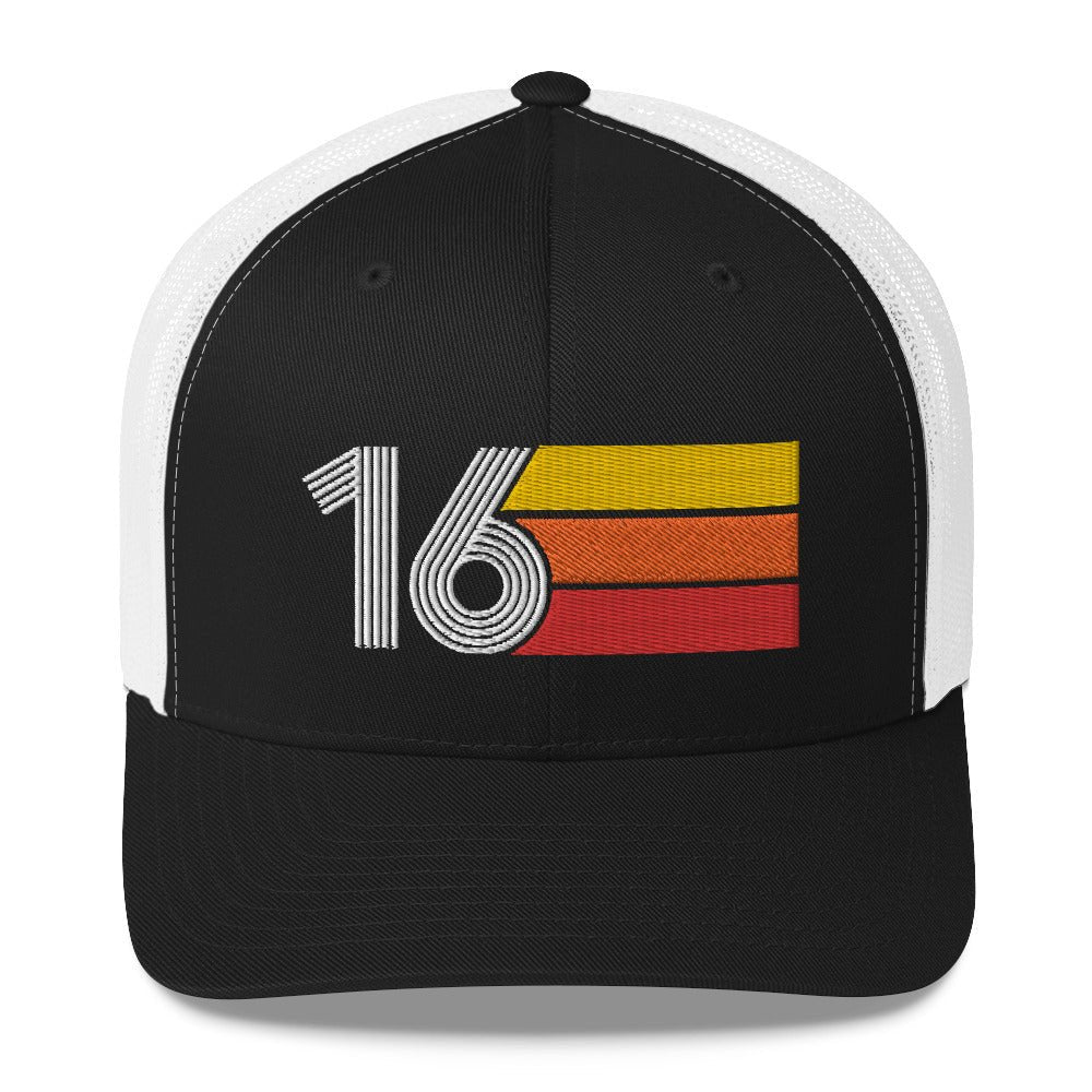 2016 RETRO BIRTHDAY GIFT NUMBER 16 MENS WOMENS TRUCKER HAT - Styleuniversal