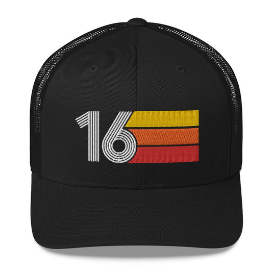 2016 RETRO BIRTHDAY GIFT NUMBER 16 MENS WOMENS TRUCKER HAT - Styleuniversal