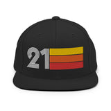 21 - Number Twenty One - Retro Tri-Line Snapback Hat - Styleuniversal