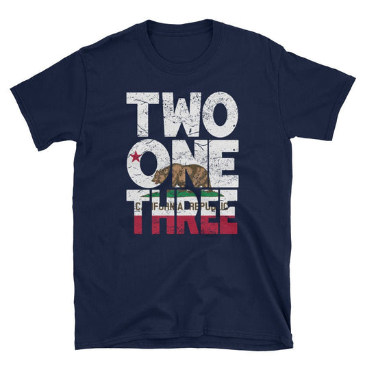 213 Area Code California Republic Flag Short-Sleeve Unisex T-Shirt - Styleuniversal