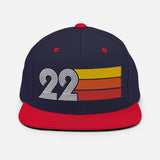 22 - Number Twenty Two 22nd Birthday Gift Idea Flat Bill Snapback Hat for Men and Women - Styleuniversal